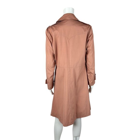 Vintage 70s Trench Coat Women's Medium Dusty Pink Mid Length Double Breasted - Picture 12 of 12
